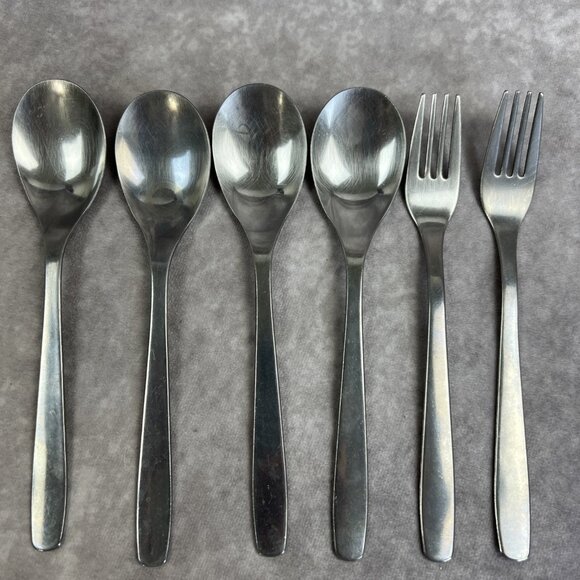 Lot 6 Ikea Dragon Stainless Steel Soup Spoons & Dinner Forks Replacements 2185 - Picture 1 of 3